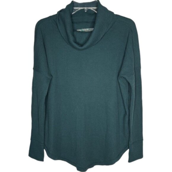 Anthropologie Maeve Ainsley Cowl Neck Waffle Fabric Tunic - Forest Green - S - Picture 2 of 10